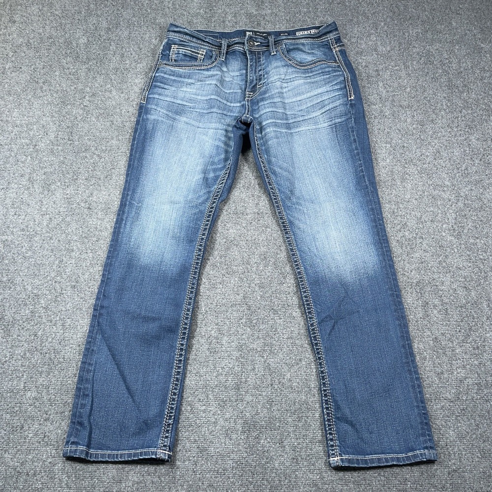 BKE 34x30 Blue Jake Straight Leg Jeans Heavy Stitch Western Denim Workwear Rodeo